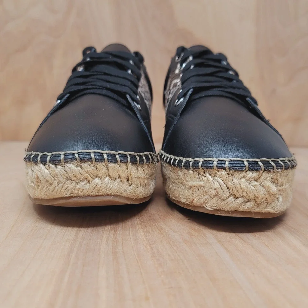 Carlos Santana Women's Sneakers 8 M Giselle black Leather Snake Print Espadrille